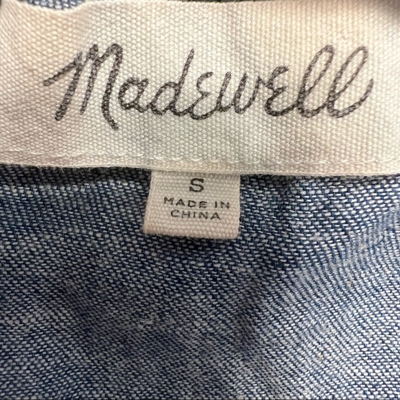 Madewell Chambray Cold-Shoulder Linen/Cotton Blend Denim Dress Size Small - Picture 8 of 9